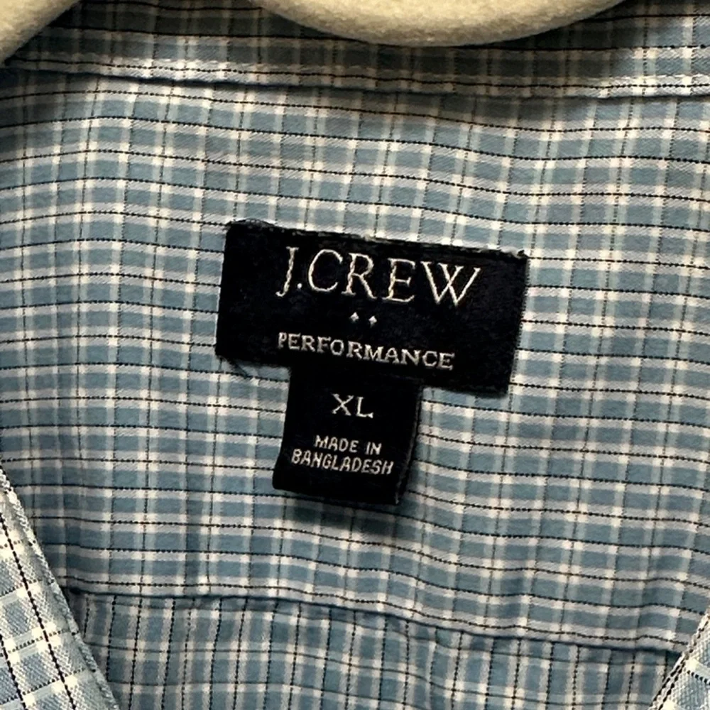 J Crew Performance Men Plaid Button Up Shirt Slim Fit Size XL Office Work Preppy